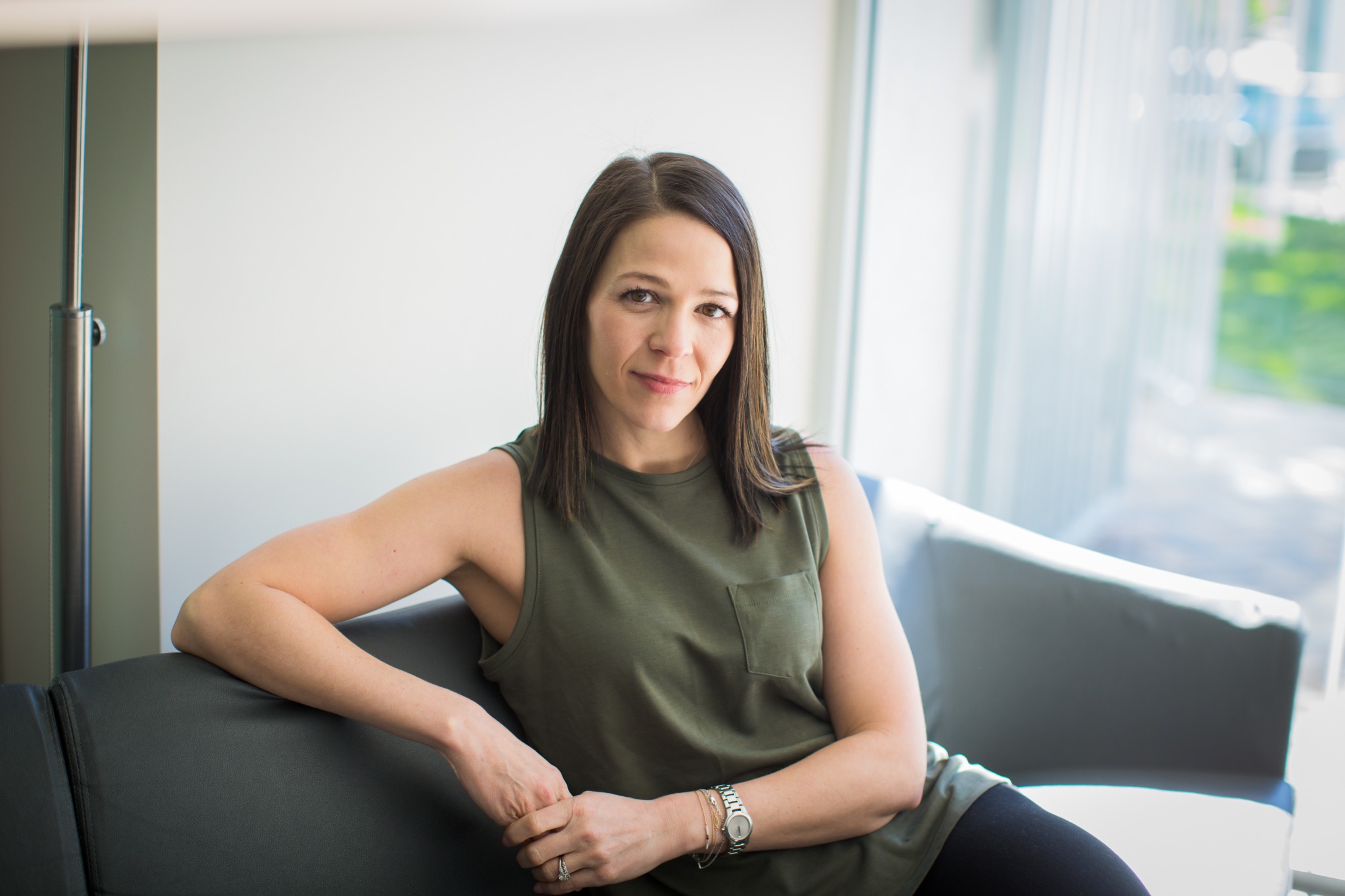 Rachel Brooks seated in an editorial portrait